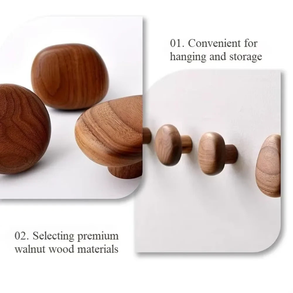 Wandkapstok Hout Set van 4 Natuurlijke Vormen Hal Badkamer Slaapkamer Handgemaakt Massief Hout Organisch | Sansoti