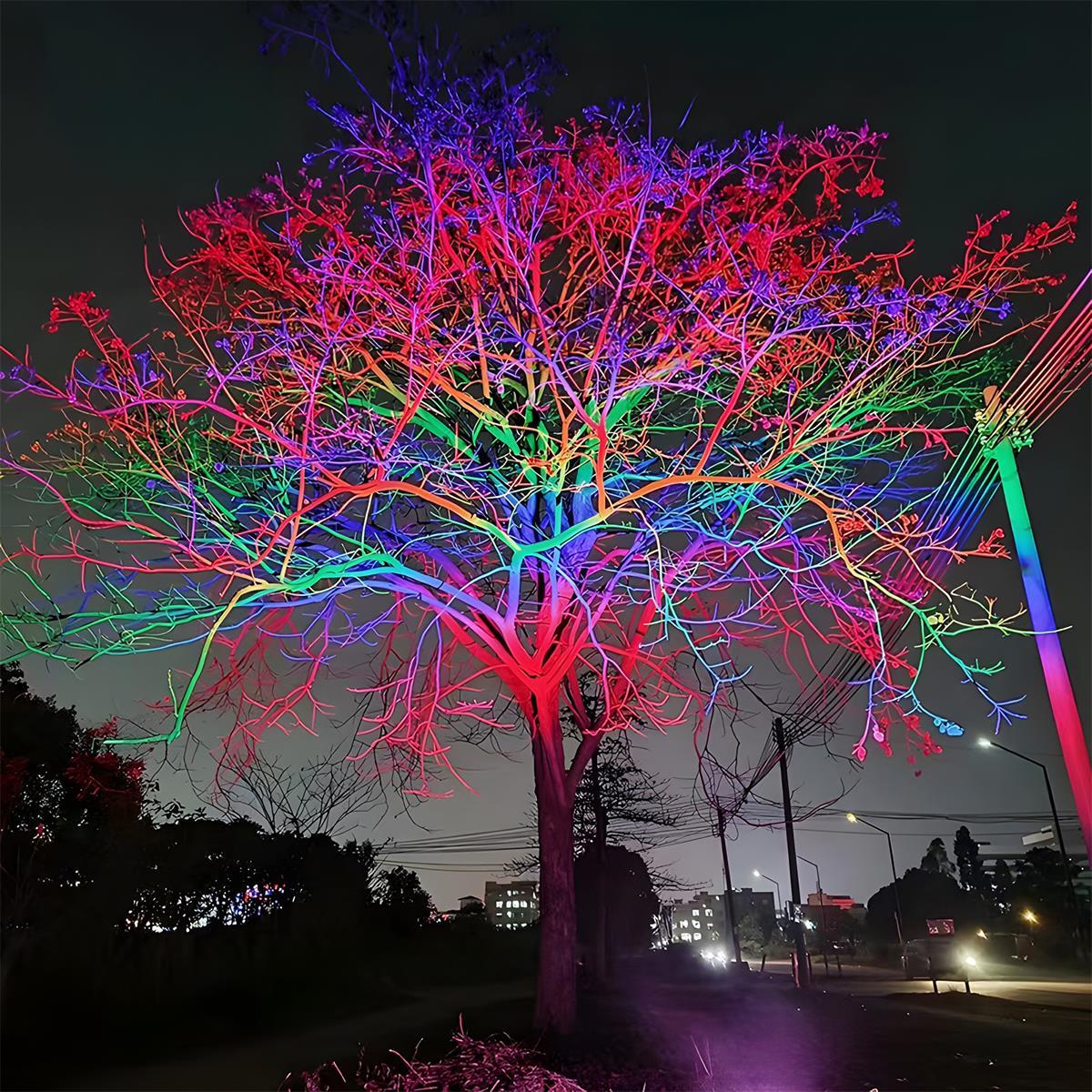 LED-Gartenstrahler RGB Wasserdicht IP65 Baumbeleuchtung Außenleuchte aus Aluminium Landschaftsbeleuchtung für Garten und Rasen | Sansoti