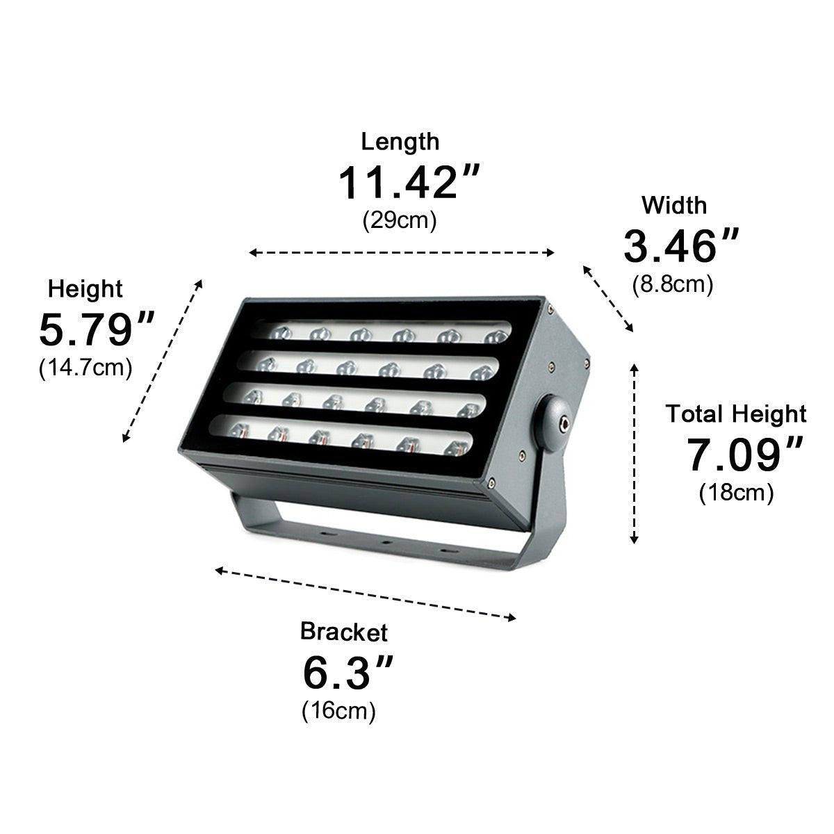 Grijze RGB Buitenspot Aluminium 48W/72W Tuinverlichting Boom IP65 Waterdicht Landschapsverlichting Tuin | Sansoti