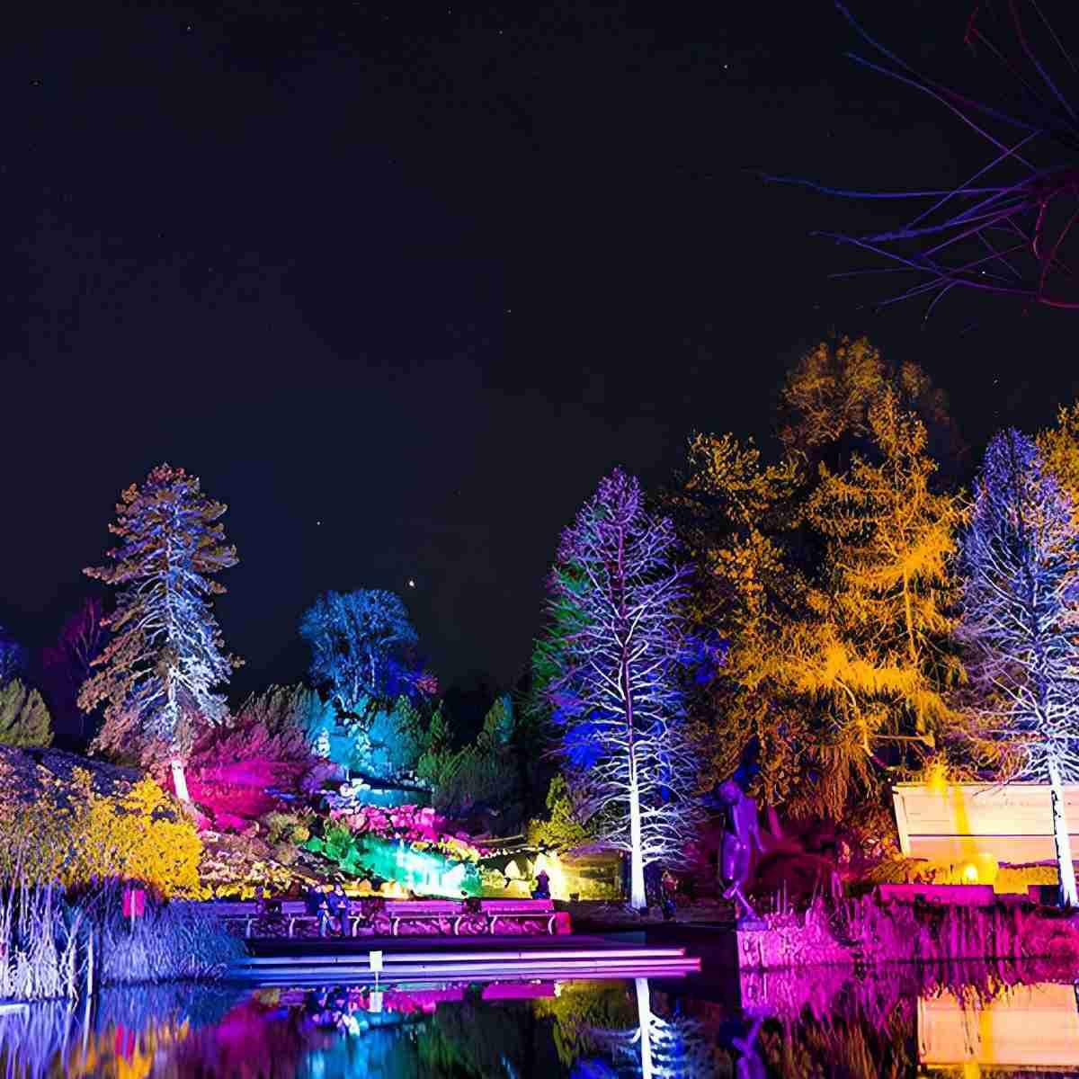 Grauer RGB-Außenstrahler aus Aluminium 48W/72W Gartenbeleuchtung Baum IP65 Wasserdichte Landschaftsbeleuchtung Garten | Sansoti