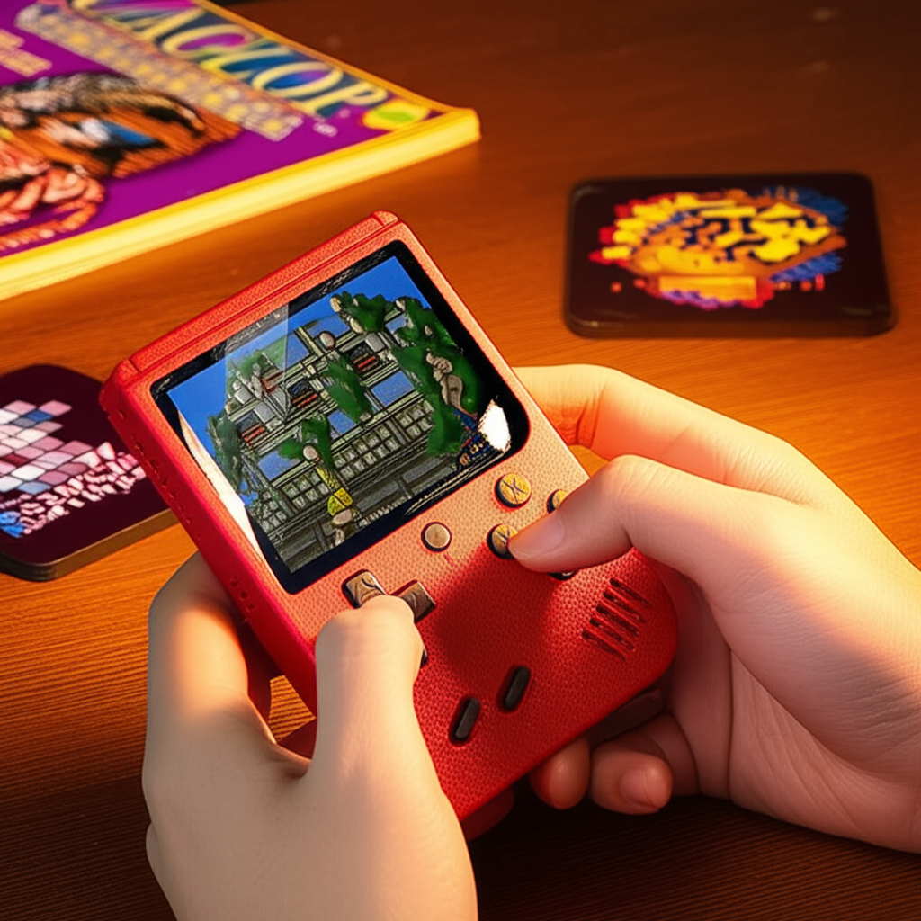 Tragbare Spielkonsole mit 400 integrierten Spielen, 3-Zoll-Bildschirm, Retro-Gaming für Kinder und Erwachsene, nostalgisches Geschenk | Sansoti