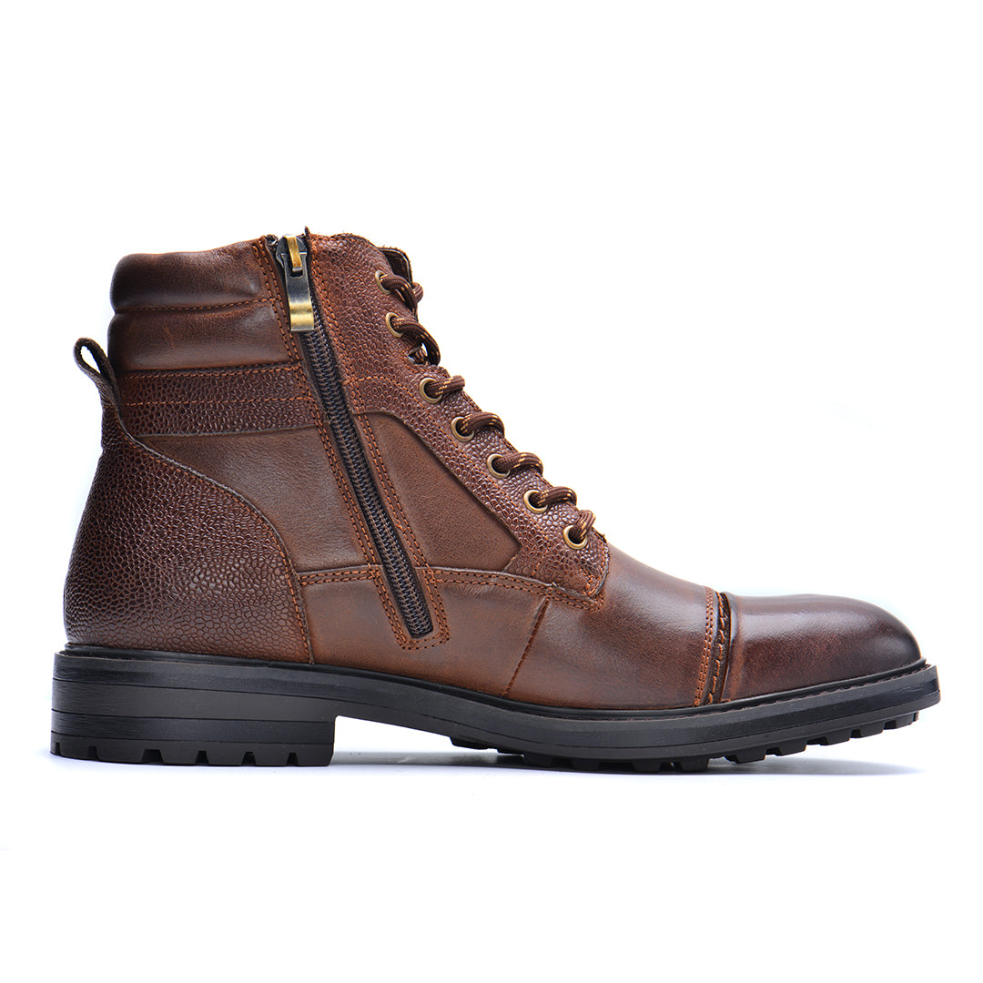 Leather Men's Boots Black Brown Waterproof with Reinforced Sole Comfortable for Daily Work and Walking | Sansoti