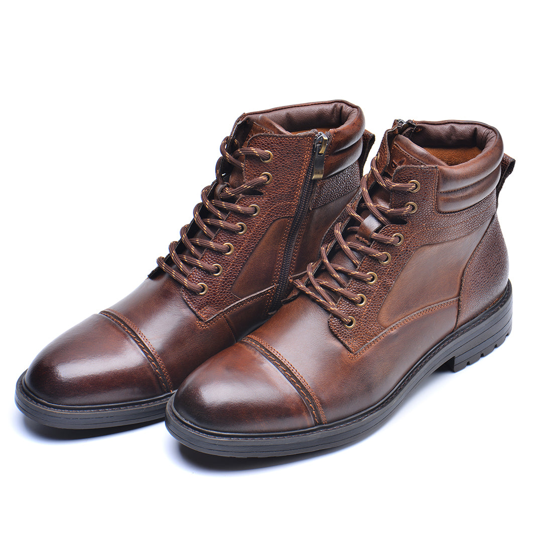 Leather Men's Boots Black Brown Waterproof with Reinforced Sole Comfortable for Daily Work and Walking | Sansoti