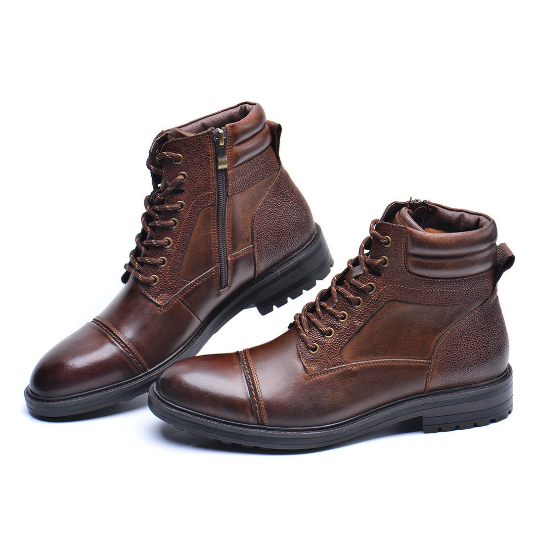 Leather Men's Boots Black Brown Waterproof with Reinforced Sole Comfortable for Daily Work and Walking | Sansoti