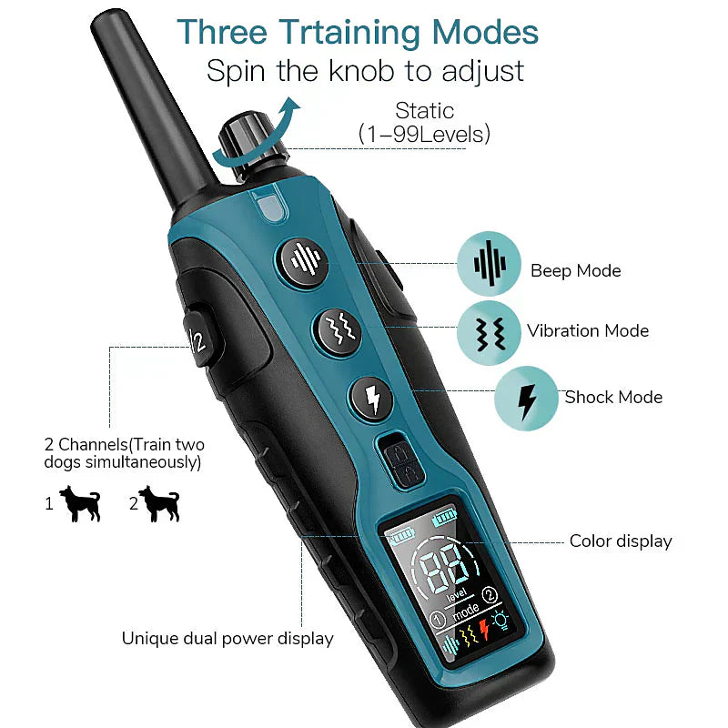 Remote Dog Training Collar with 2000 Meter Range Black Waterproof 3 Modes For 2 Dogs | Sansoti