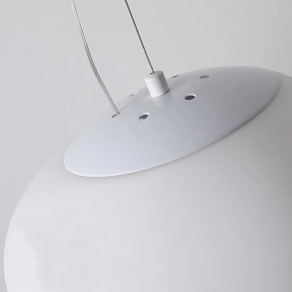 Lampa wisząca z ręcznie dmuchanego szkła, minimalistyczna, mlecznobiała, salon, jadalnia, E27, ciepłe białe światło | Sansoti