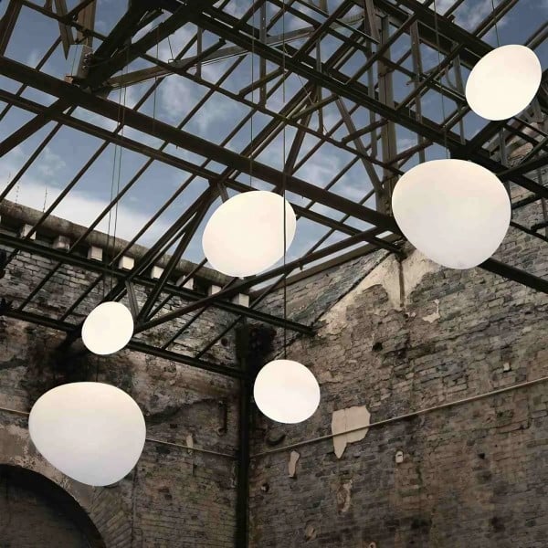 Lampa wisząca z ręcznie dmuchanego szkła, minimalistyczna, mlecznobiała, salon, jadalnia, E27, ciepłe białe światło | Sansoti