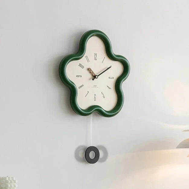 Wall Clock with 3D Floral Design and Silent Pendulum Movement 39x39cm Decorative Design for Living Room and Bedroom | Sansoti
