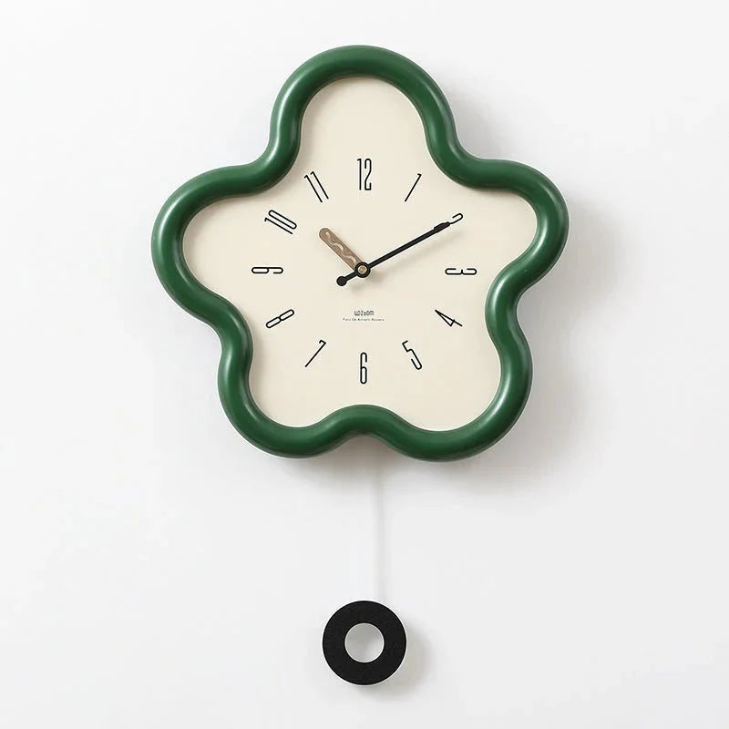 Wall Clock with 3D Floral Design and Silent Pendulum Movement 39x39cm Decorative Design for Living Room and Bedroom | Sansoti
