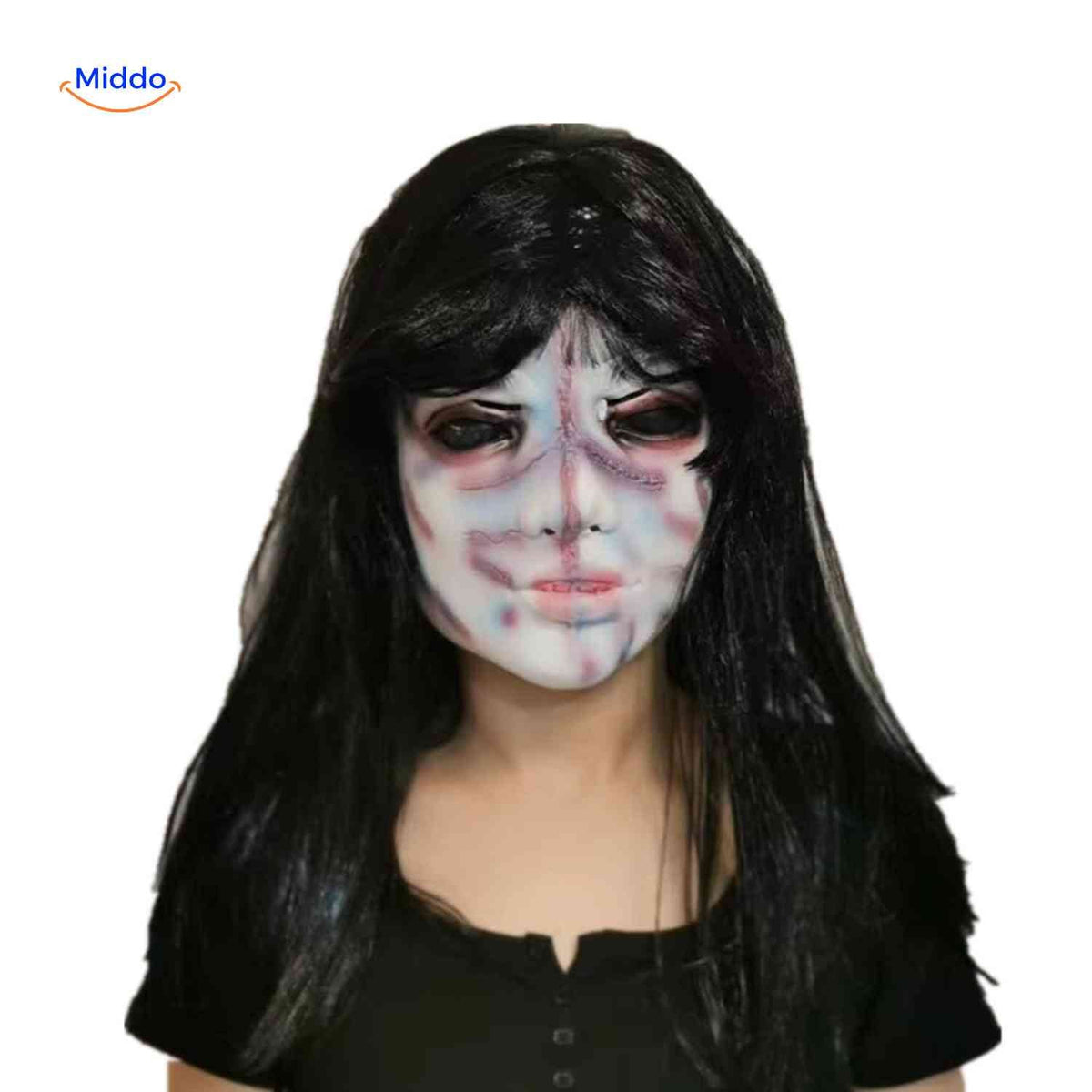 Masque d’horreur avec cheveux synthétiques en latex, masque effrayant pour Halloween, cosplay, fête, carnaval et soirée costumée | Sansoti