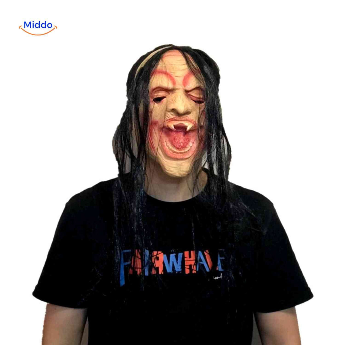 Masque d’horreur avec cheveux synthétiques en latex, masque effrayant pour Halloween, cosplay, fête, carnaval et soirée costumée | Sansoti