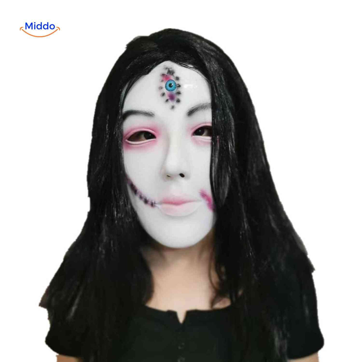 Masque d’horreur avec cheveux synthétiques en latex, masque effrayant pour Halloween, cosplay, fête, carnaval et soirée costumée | Sansoti