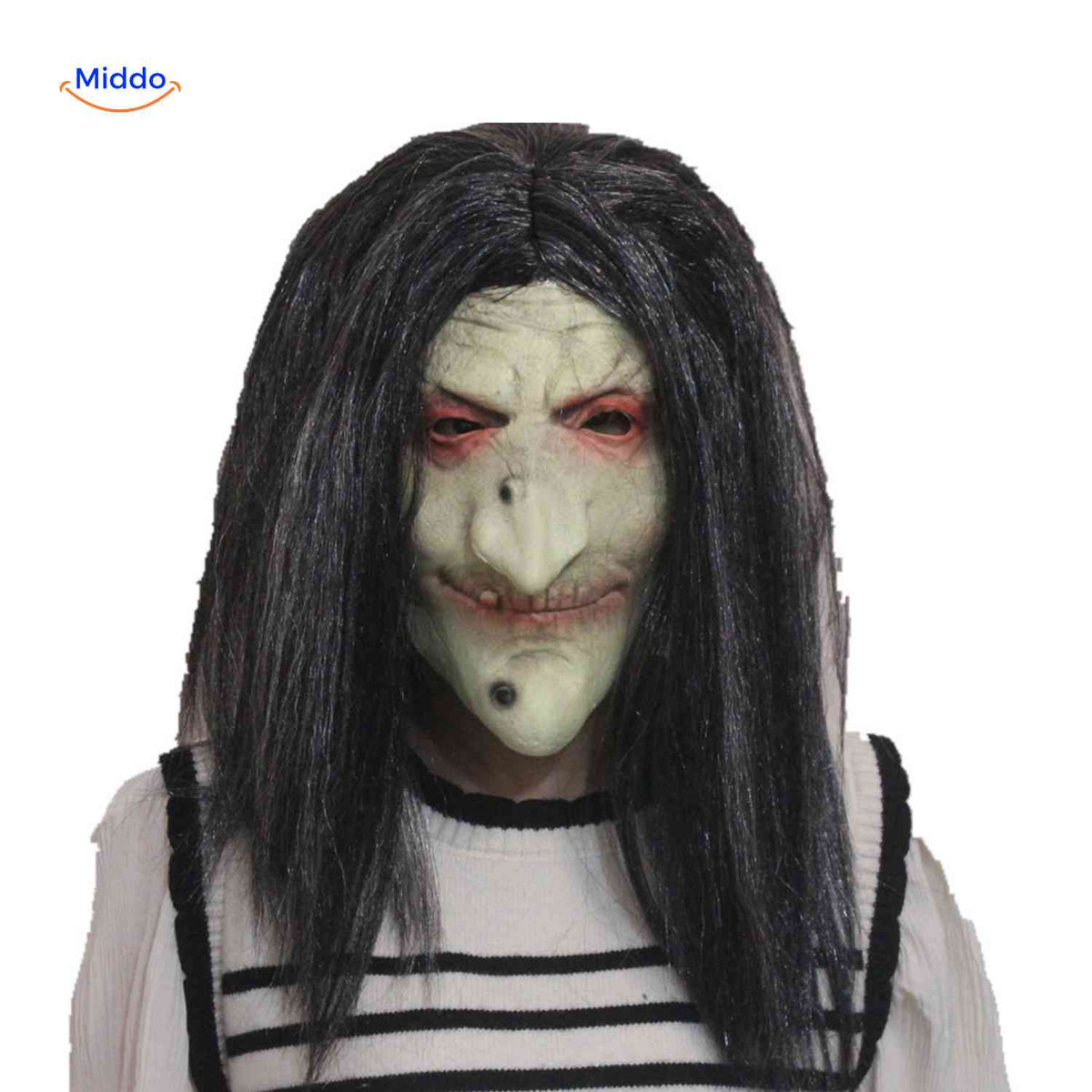 Masque d’horreur avec cheveux synthétiques en latex, masque effrayant pour Halloween, cosplay, fête, carnaval et soirée costumée | Sansoti