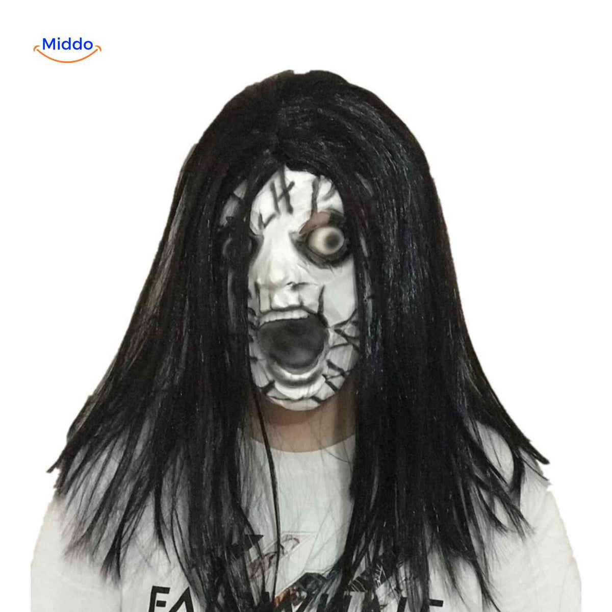 Masque d’horreur avec cheveux synthétiques en latex, masque effrayant pour Halloween, cosplay, fête, carnaval et soirée costumée | Sansoti