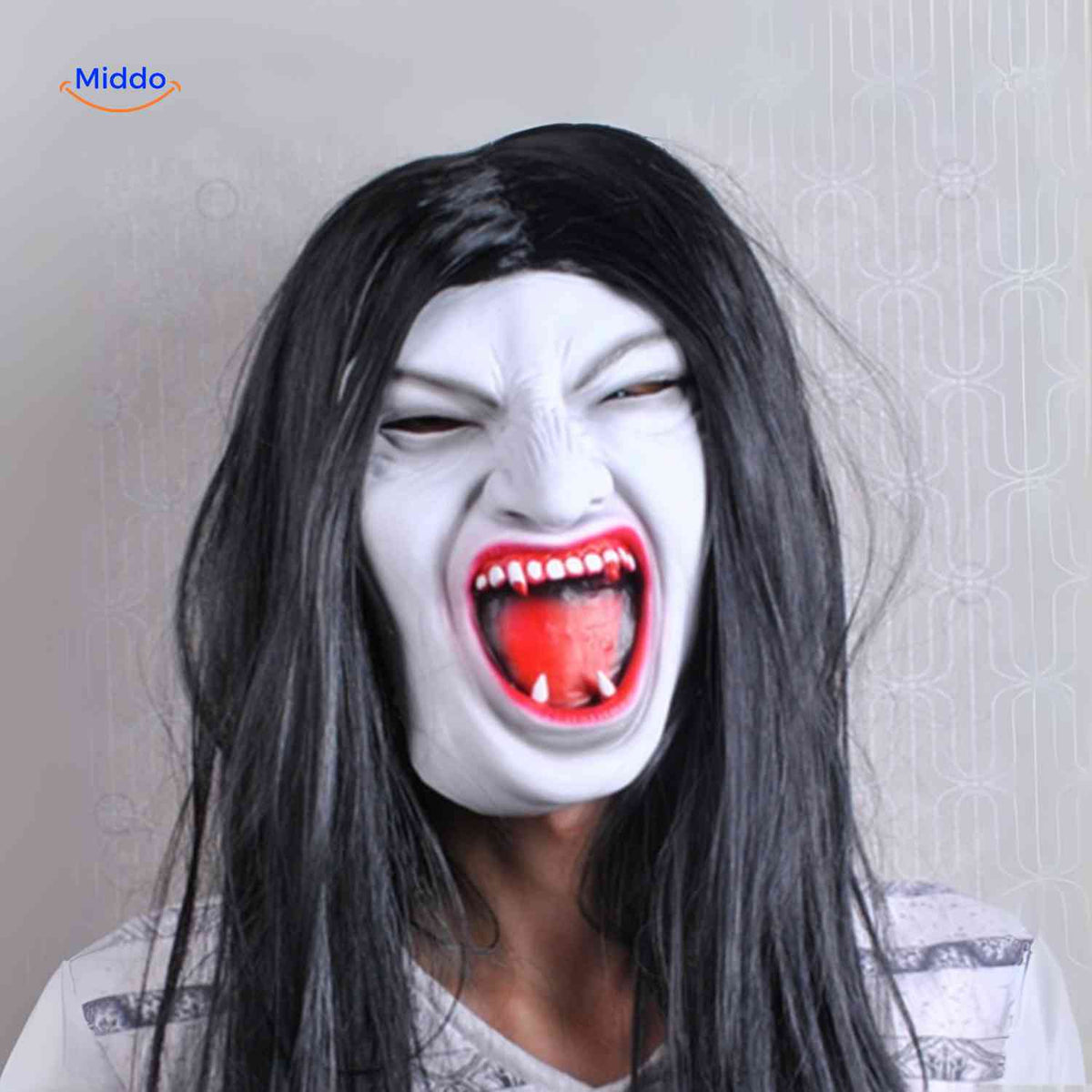 Masque d’horreur avec cheveux synthétiques en latex, masque effrayant pour Halloween, cosplay, fête, carnaval et soirée costumée | Sansoti