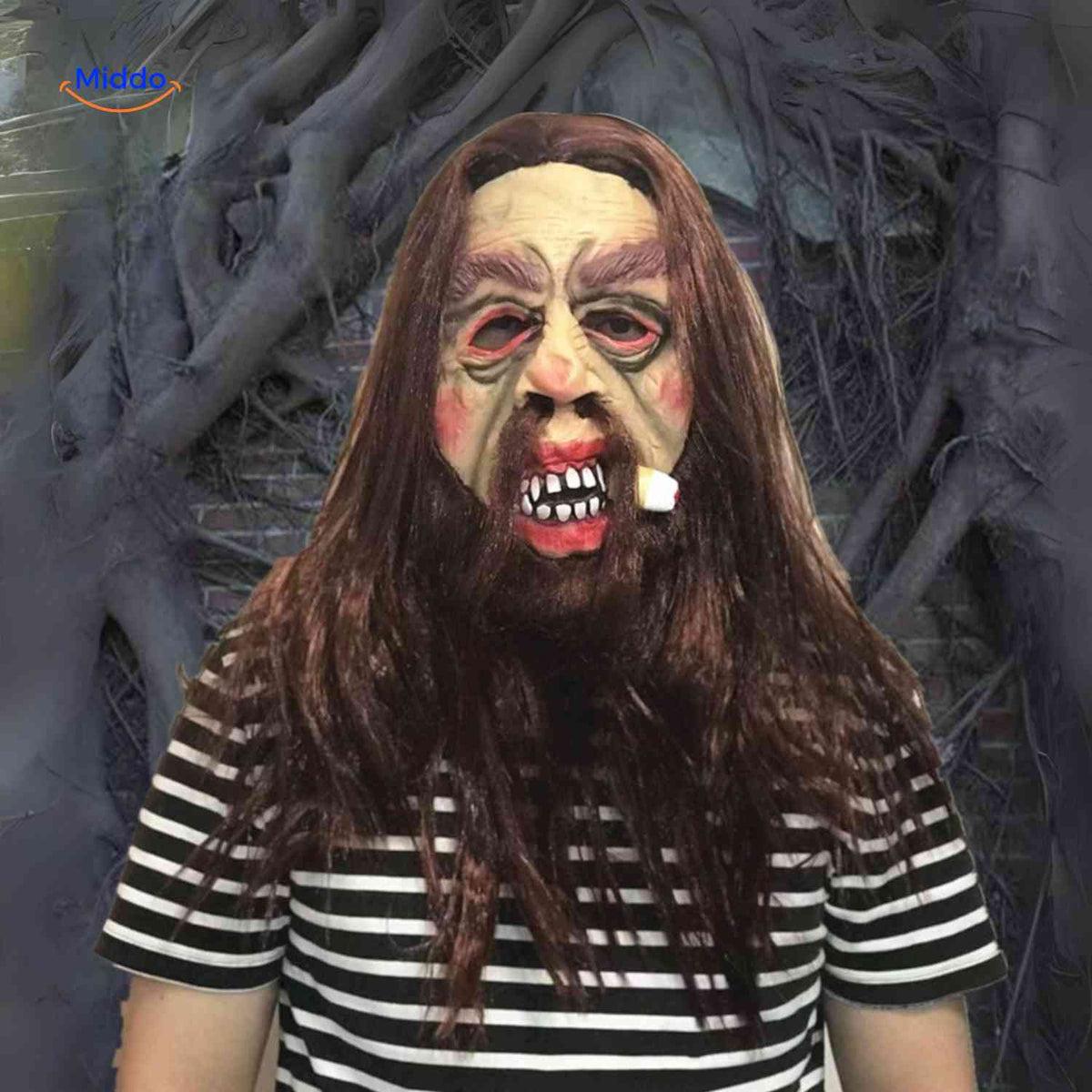 Masque d’horreur avec cheveux synthétiques en latex, masque effrayant pour Halloween, cosplay, fête, carnaval et soirée costumée | Sansoti