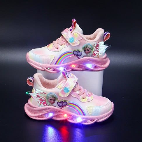 Verlichte Kindersneakers met LED-verlichting en Glitterafwerking in Roze en Paars | Sansoti