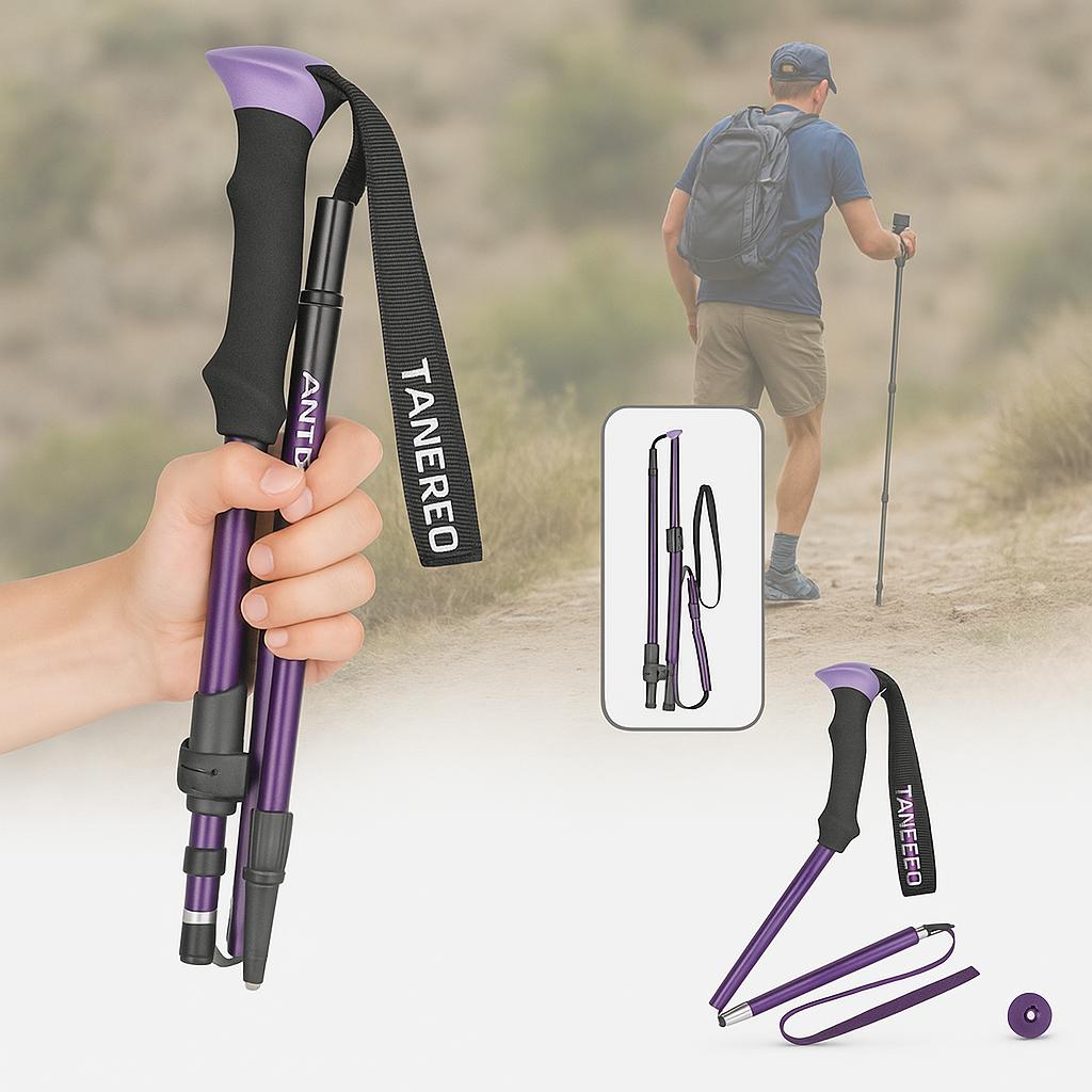 Bâtons de marche réglables 110-135 cm pliables, bâtons de trekking légers en aluminium pour randonnée en montagne et activités de plein air | Sansoti