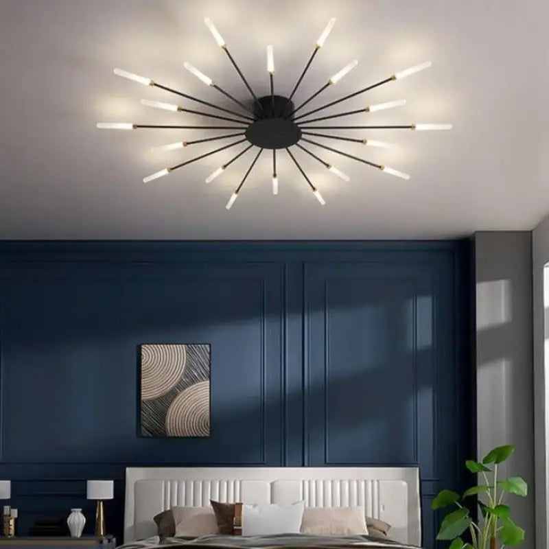 Deckenlampe Rohr Design Italienisch Aluminium Acryl LED G9 60W Wohnzimmer Flur Modern