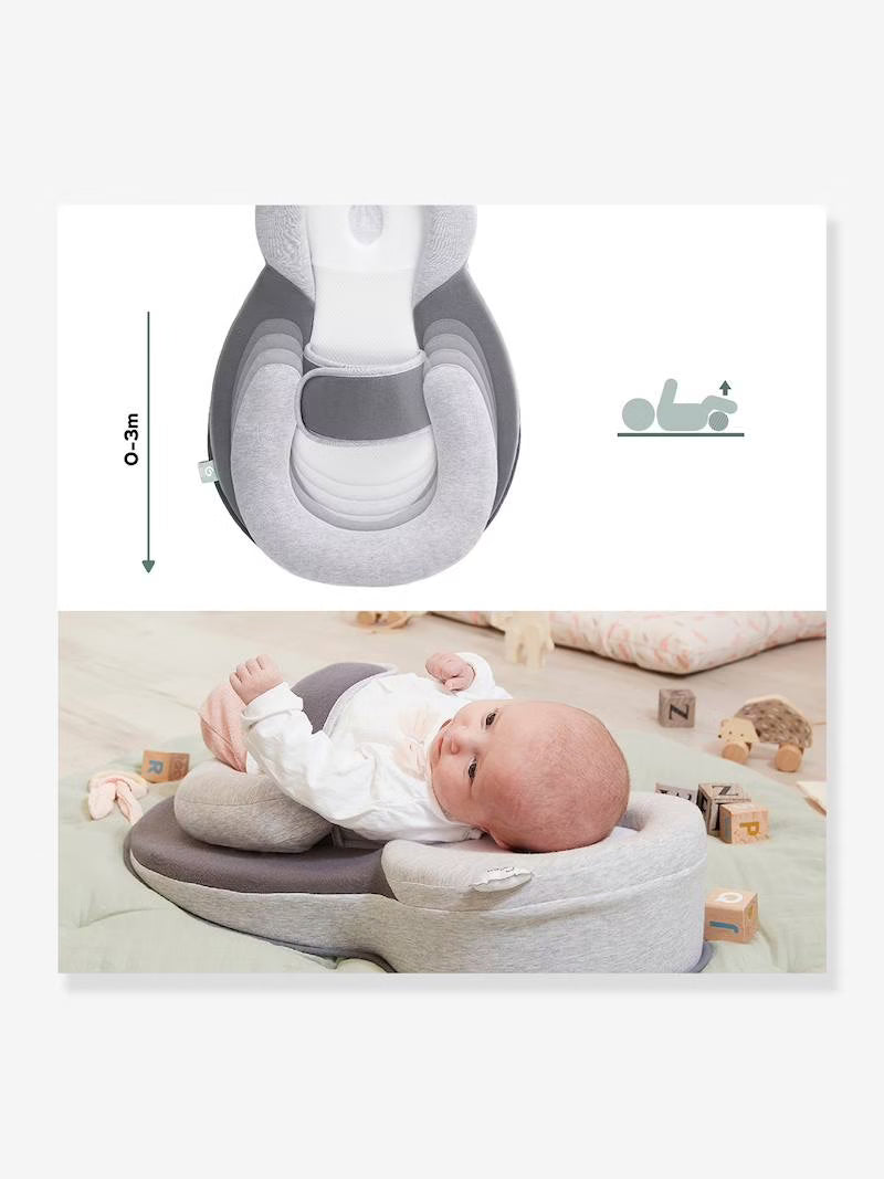Coussin cale-bébé anti-reflux, inclinaison à 15°, coton respirant, housse amovible, 58x36cm, gris, sommeil sûr | Sansoti