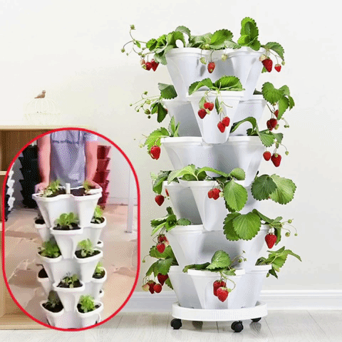 Stackable Planter for Vertical Gardening Flower Pot Herb Tower Balcony Patio Indoor Outdoor Growing Tower | Sansoti