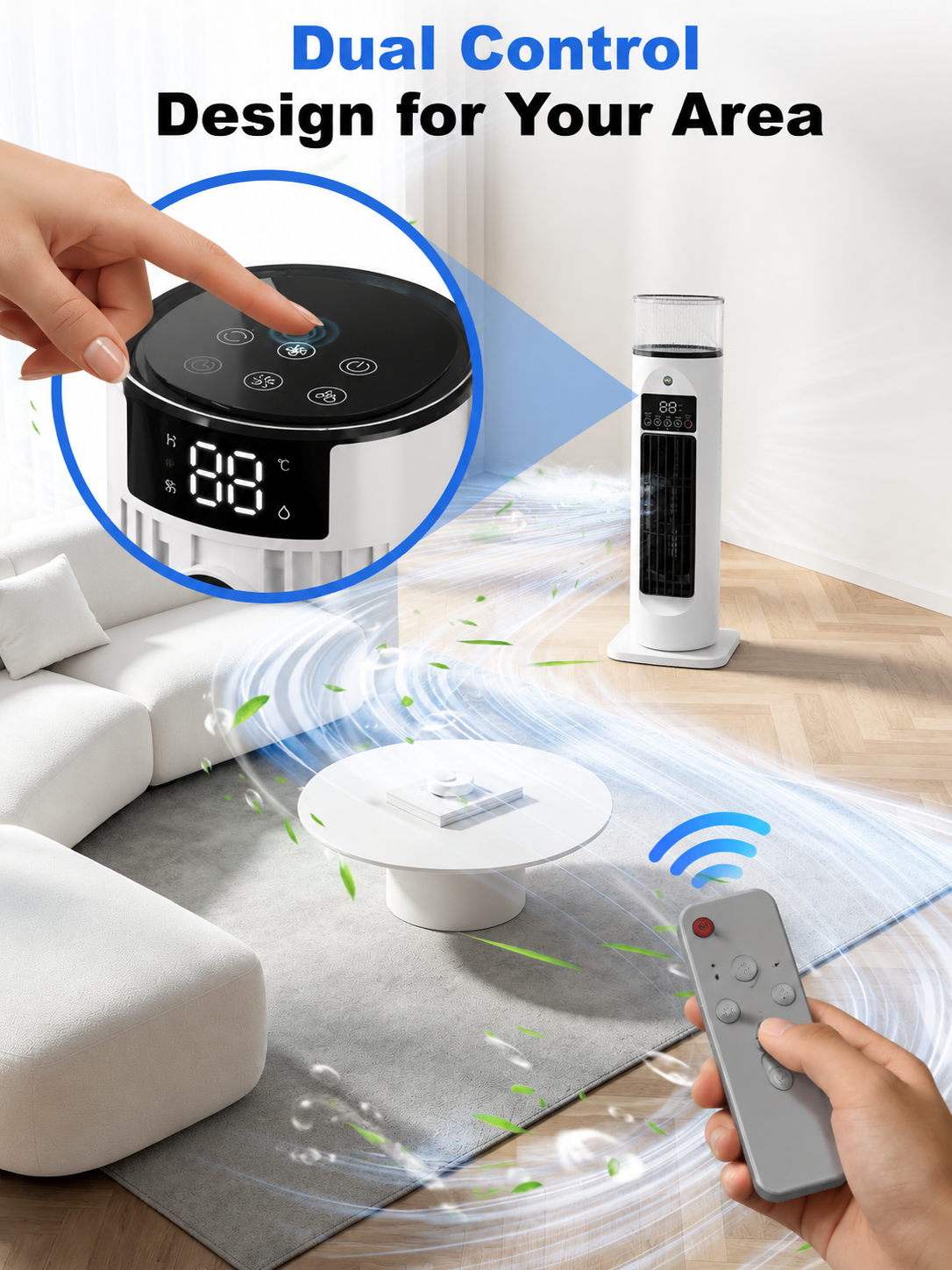 Mobiler 4-in-1-Raumkühler mit Fernbedienung Timer und Rollen für Schlafzimmer Büro Wohnzimmer Kühlung | Sansoti
