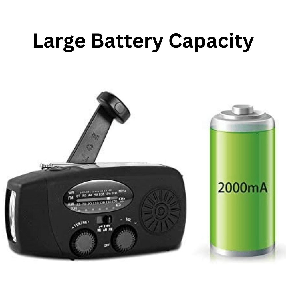Radio awaryjne z korbką dynamo, latarką i powerbankiem | Radio AM/FM zasilane energią słoneczną