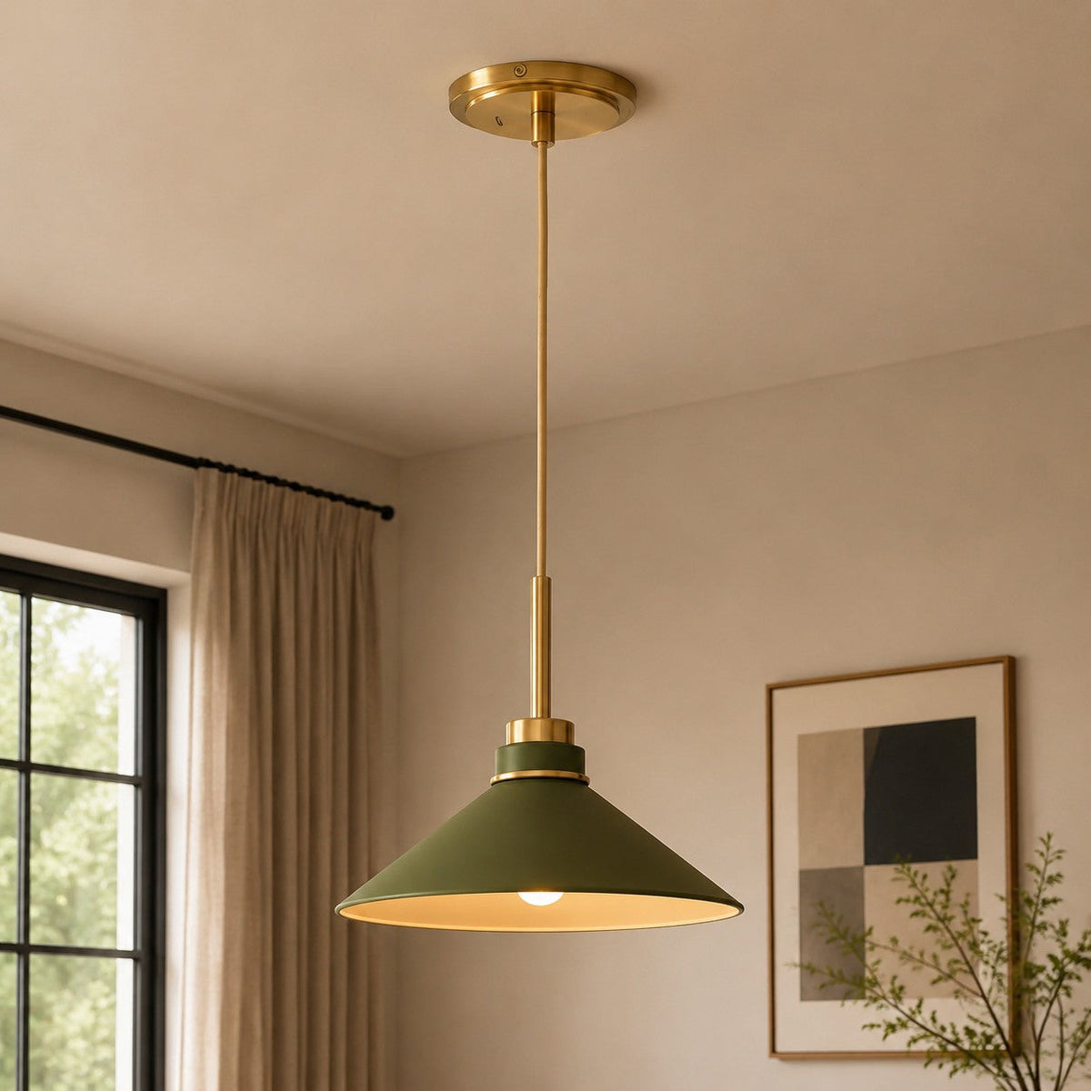 Cone-Shaped Pendant Lamp in Country Style - Dimmable - For Kitchen and Hall - Scandinavian Inspired - Modern Farmhouse Lighting | Sansoti