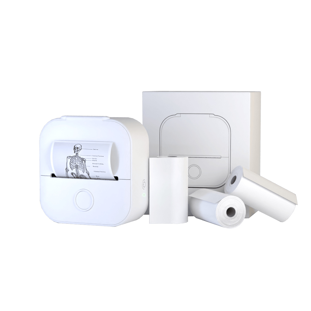 Portable Mini Printer With Bluetooth And Sticker Rolls For Labels, Notes, And Creative Printing | Sansoti