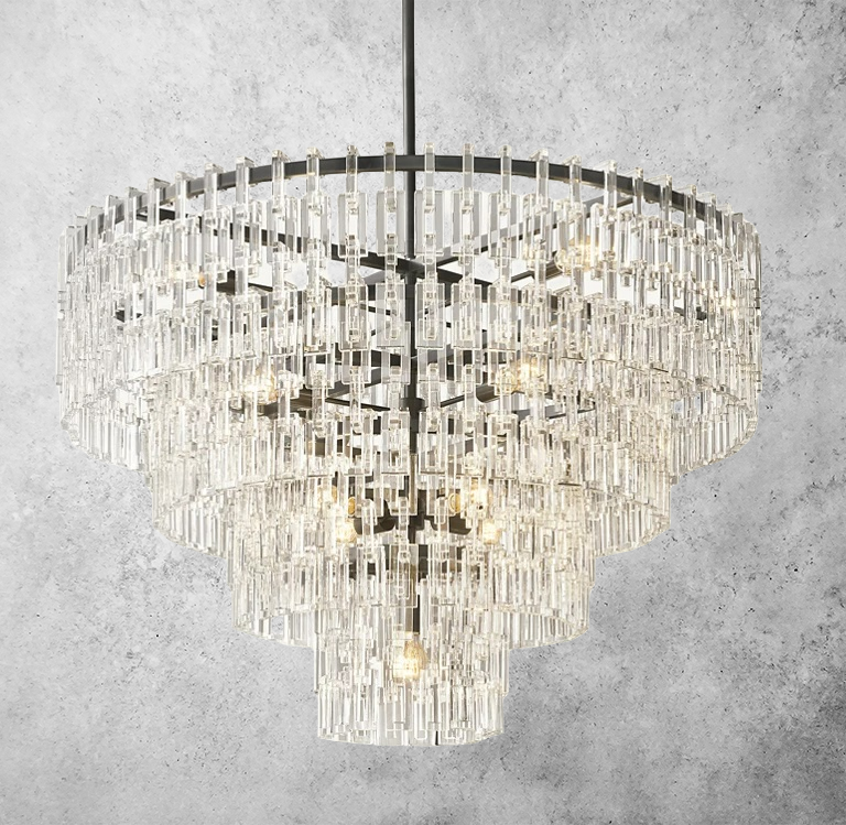 Multi-Layer Crystal Chandelier Brass Glass Round Ceiling Lighting Luxury Dining Room Living Room Design | Sansoti