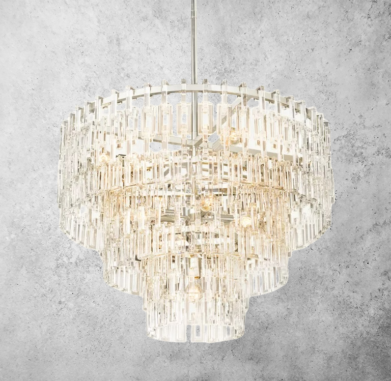 Multi-Layer Crystal Chandelier Brass Glass Round Ceiling Lighting Luxury Dining Room Living Room Design | Sansoti