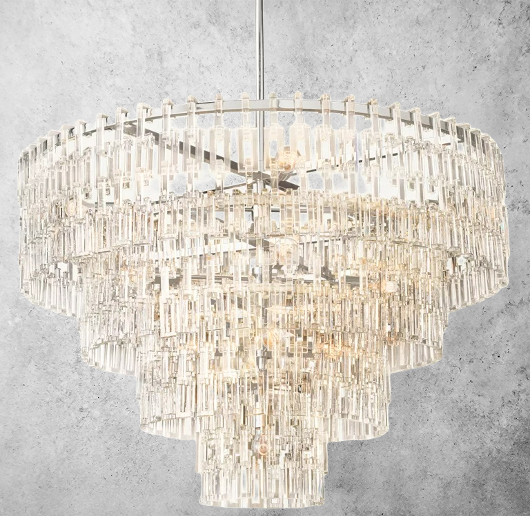 Multi-Layer Crystal Chandelier Brass Glass Round Ceiling Lighting Luxury Dining Room Living Room Design | Sansoti