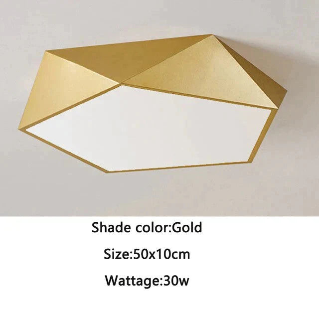Geometric Gold Ceiling Light Dimmable with Remote Control LED Modern Design Living Room Bedroom | Sansoti