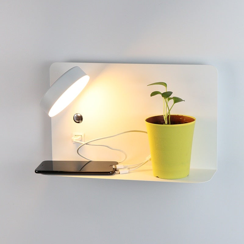 Wall-Mounted Bedside Lamp with USB Charging Port, Silver, Modern, 3 Light Settings, Adjustable Metal Design Reading Lamp | Sansoti