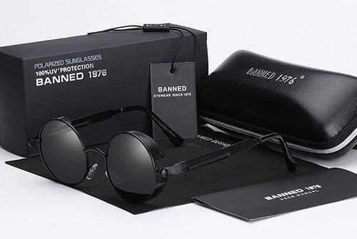 Retro round polarized sunglasses in steampunk style with UV400 protection, vintage eyewear and metal frame | Sansoti