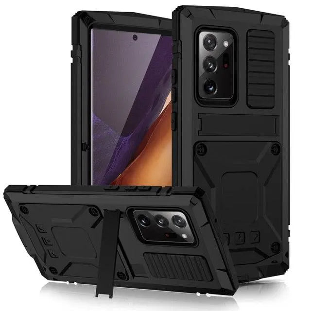 Aluminiowe etui ochronne do telefonu Galaxy S21 Ultra Plus z podstawką Szkło hartowane Pancerna konstrukcja Pełna ochrona | Sansoti