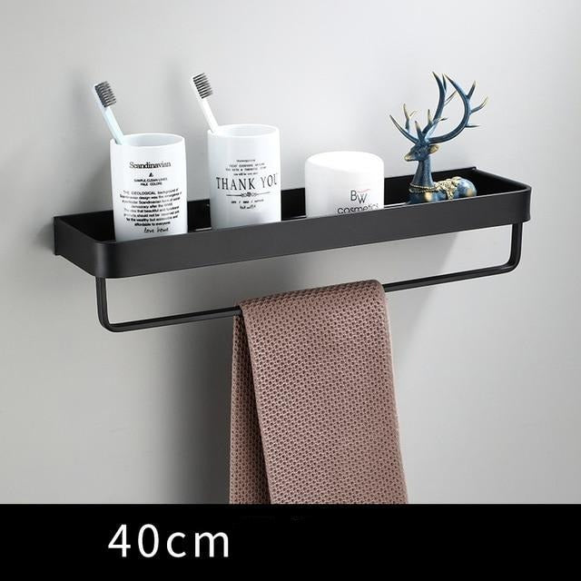 Wall shelf aluminum 30 cm black bathroom kitchen storage shelf floating narrow rack wall shelf modern minimalist | Sansoti