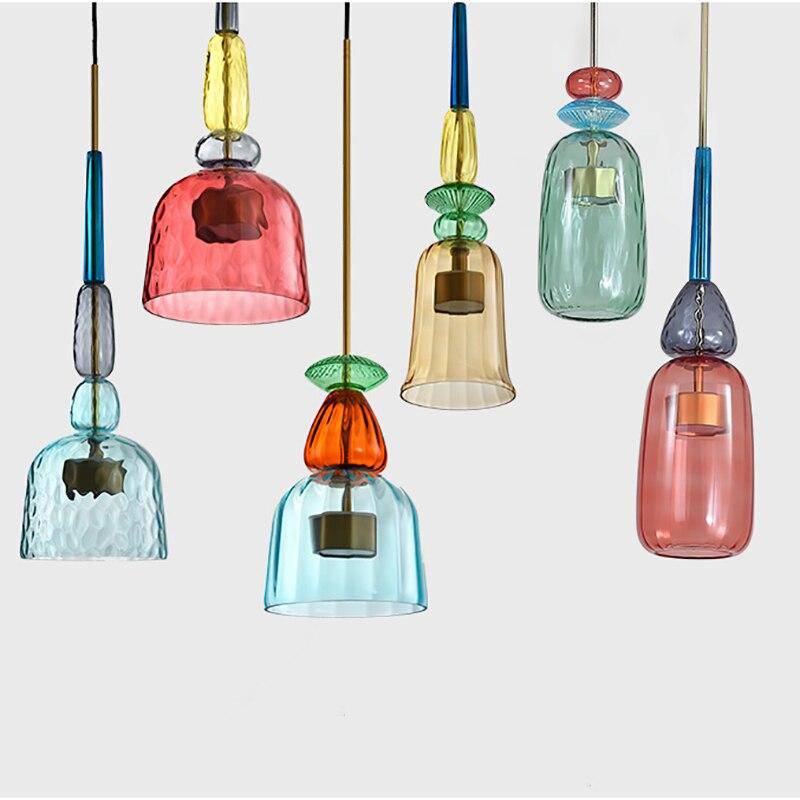 Suspension design LED avec verre coloré – Éclairage moderne et économe en énergie