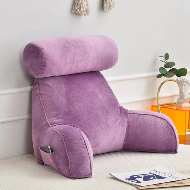 Ergonomisches Lesekissen mit Armlehnen 75x45cm, Samt, verstellbare Rückenstütze für Bett und Sofa, Komfort und Entspannung | Sansoti