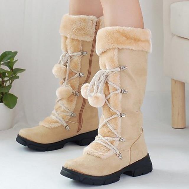 Winterlaarzen Halfhoog met Wedgehak Zachte Voering Dames Straat Wandelen Sneeuw Comfort Winter Schoenen | Sansoti