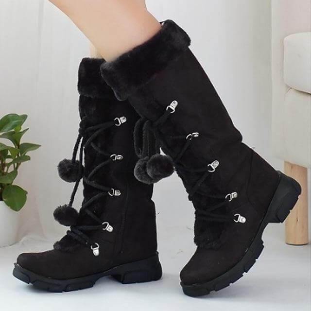 Winterlaarzen Halfhoog met Wedgehak Zachte Voering Dames Straat Wandelen Sneeuw Comfort Winter Schoenen | Sansoti