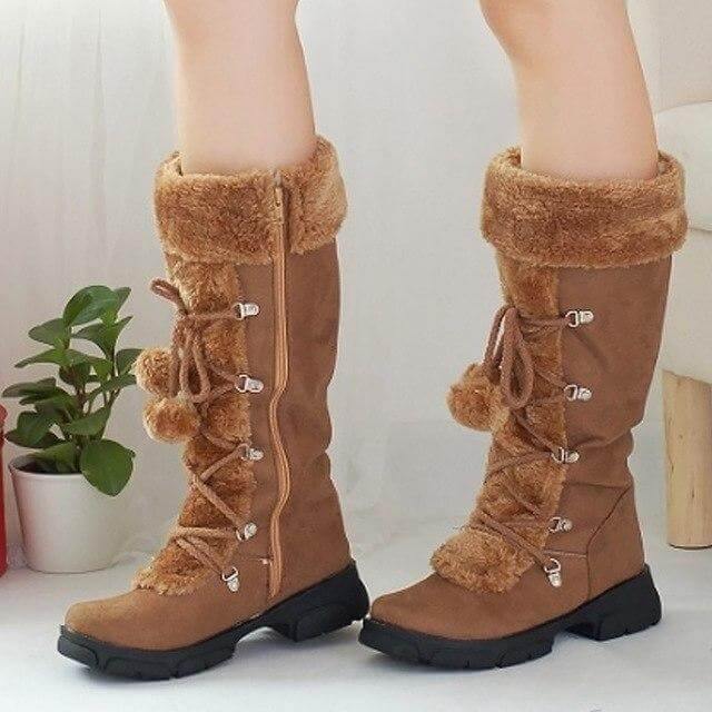 Winterlaarzen Halfhoog met Wedgehak Zachte Voering Dames Straat Wandelen Sneeuw Comfort Winter Schoenen | Sansoti
