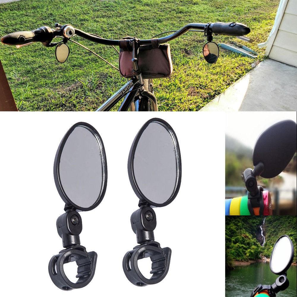 360° Adjustable Bicycle Mirror Handlebar Rearview Mirror Round Oval Safety | Sansoti