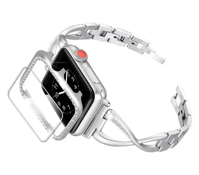 Smartwatch-Schutzset mit Schmuckarmband 38-44mm Hülle-Armband-Kombination Goldfarbenes stilvolles Design | Sansoti
