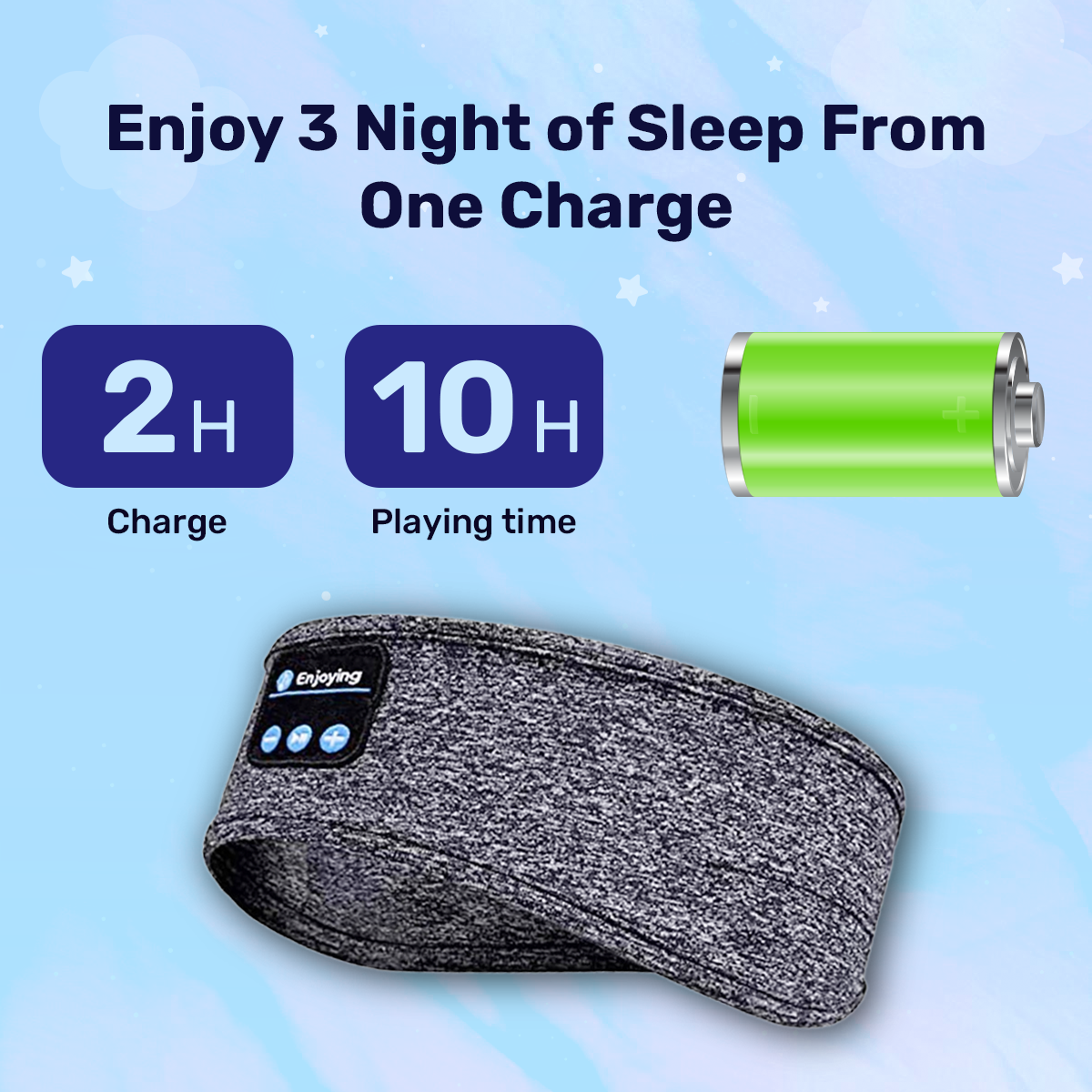 Sleep Headband with Integrated Earbuds Gray Black Comfortable | Sansoti