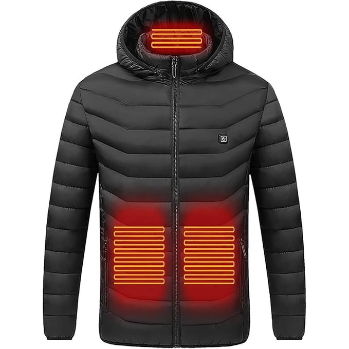 Thermische Pufferjacke mit 9 Heizzonen Kapuze Steppjacke Unisex Winterbekleidung Faltbare Outdoorjacke | Sansoti