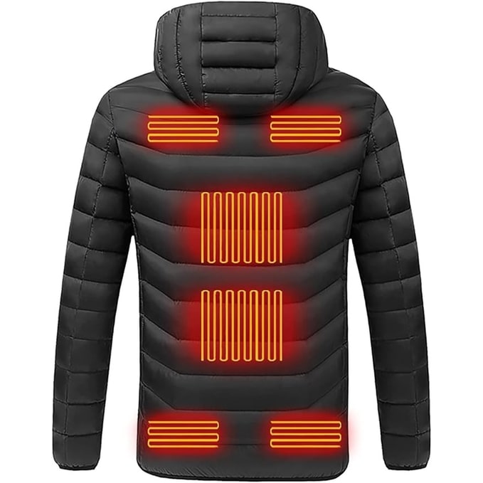 Thermische Pufferjacke mit 9 Heizzonen Kapuze Steppjacke Unisex Winterbekleidung Faltbare Outdoorjacke | Sansoti