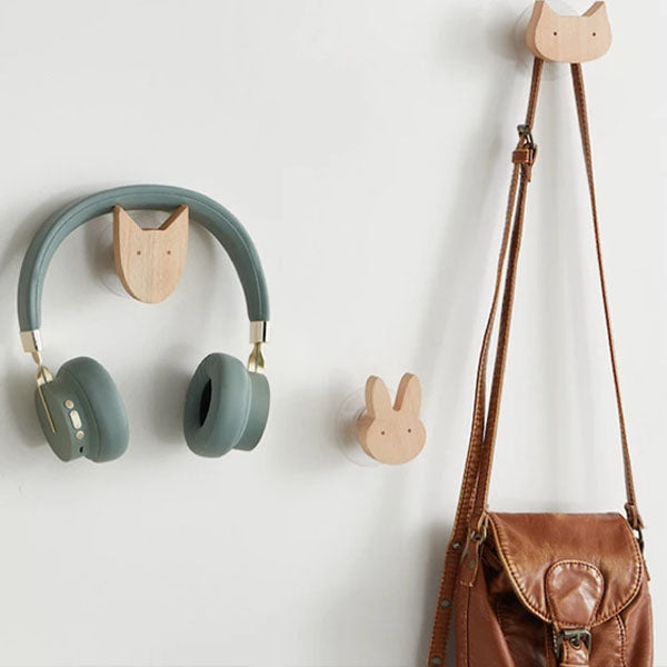 Crochets muraux en bois animaux autocollants, porte-manteaux pour chambre d'enfant, design scandinave, décoration murale | Sansoti