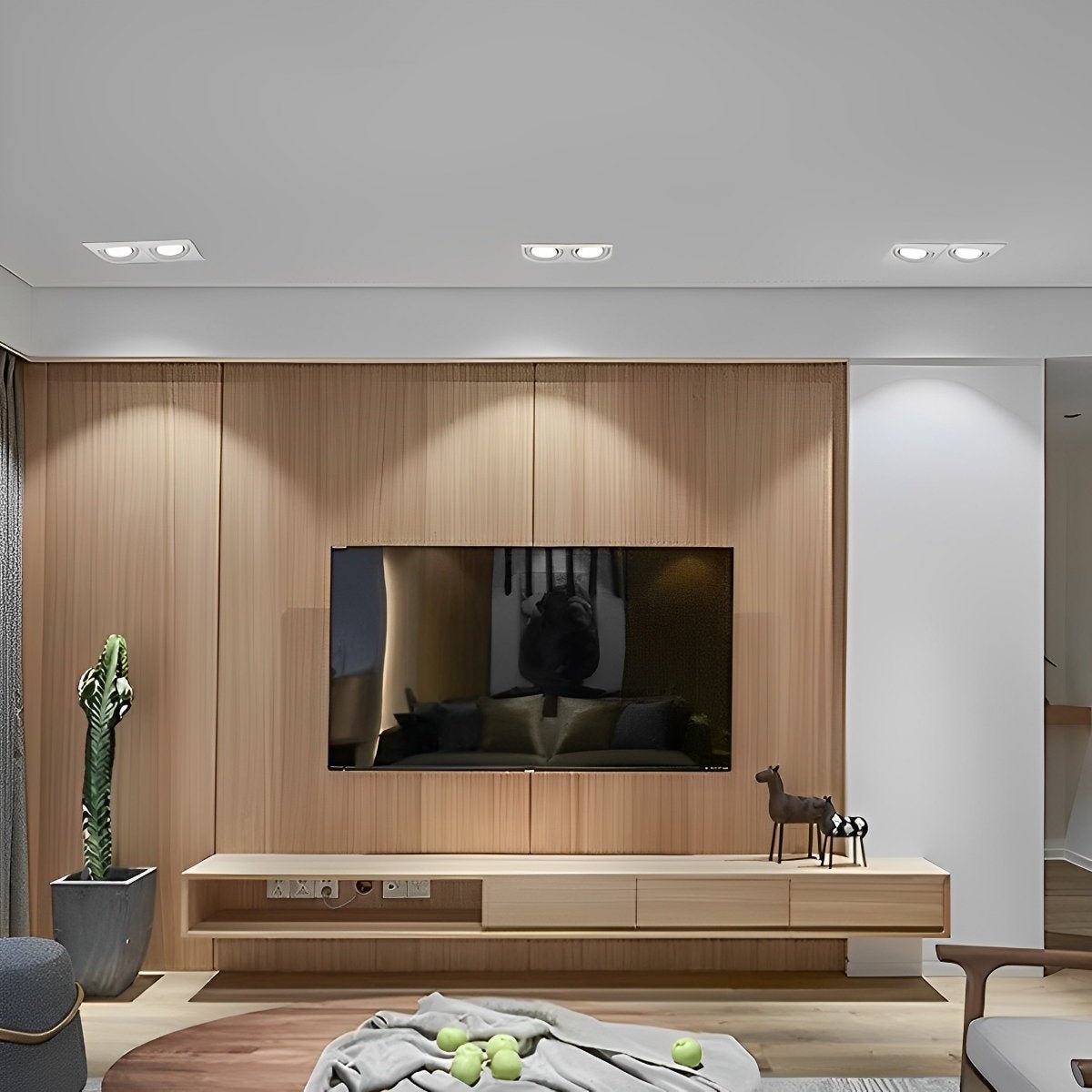 Podwójna wpuszczana lampa LED, aluminium, biała, 24 W, sufitowa, do salonu, kuchni i sklepu, regulowany downlight, nowoczesna oprawa wpuszczana | Sansoti