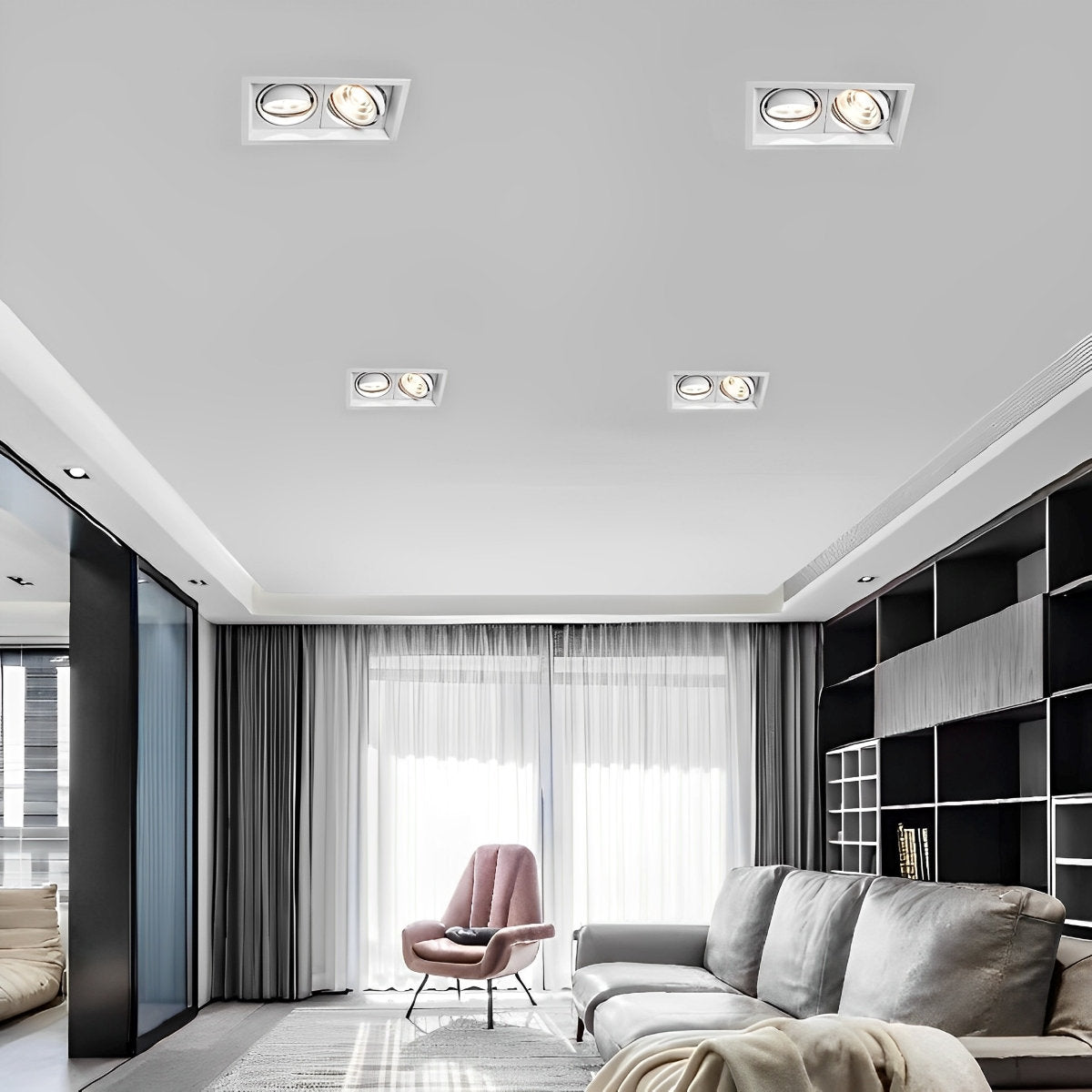 Einbaustrahler Doppel LED Aluminium Weiß 24W Decke Wohnzimmer Küche Geschäft Verstellbar Downlight Einbauleuchte Modern | Sansoti